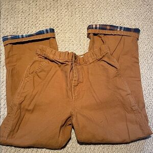 Carhartt Boys Brown Cargo Pants with Blue Plaid Lining. Size 14. Excellent!